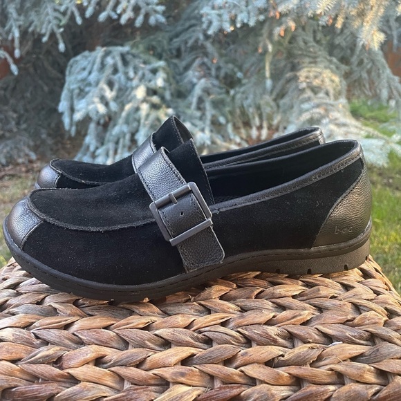 Born boc Erna Black Suede & Leather Adjustable Buckle Slip on Classic Loafer 11 - Picture 1 of 8